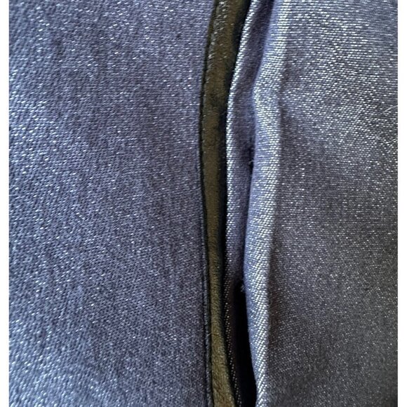 Evan Picone Jacket Denim Chambray Blue Blazer Faux Leather Trim Women's 12 VTG - Picture 11 of 11